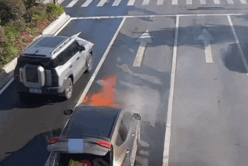 一轿车突然马路上倒行,紧接起火!司机:糟了,没灭火器……