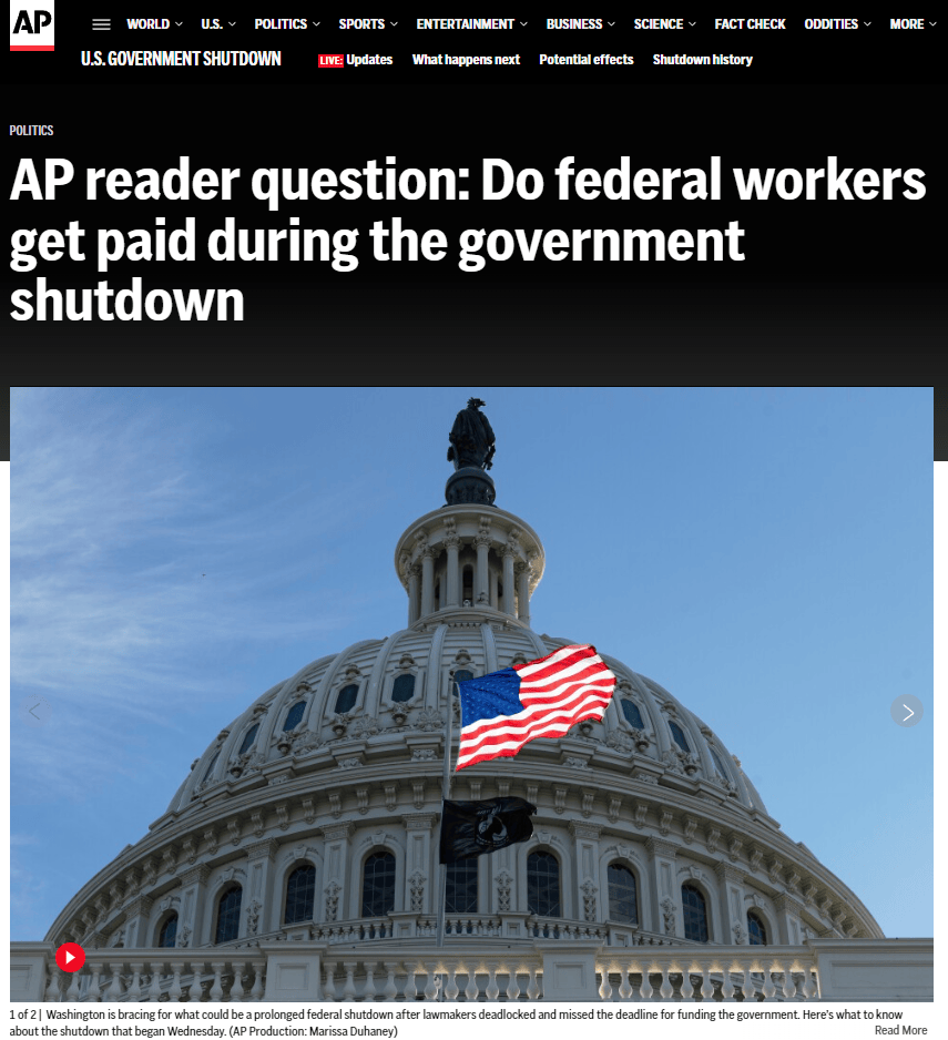 全球媒体聚焦 | 美国政府“停摆”一周,谁的日子不好过?