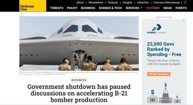 外媒:美国政府停摆,B-21轰炸机“迫降”